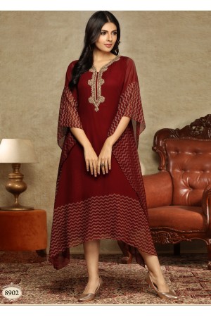 Maroon Georgette Chifoon Kaftan Kurti 